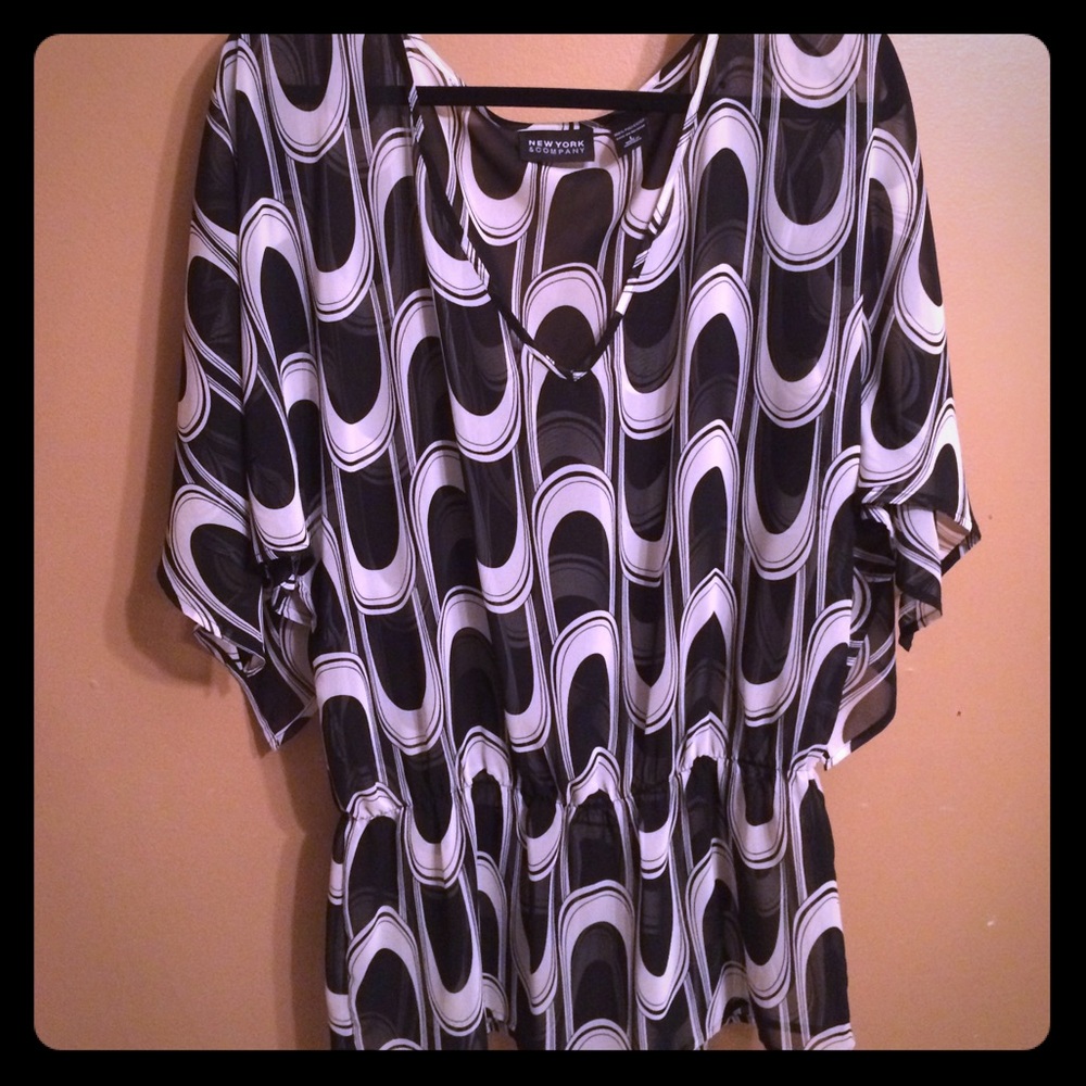 Sheer black and white blouse