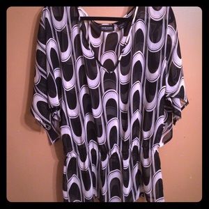 Sheer black and white blouse