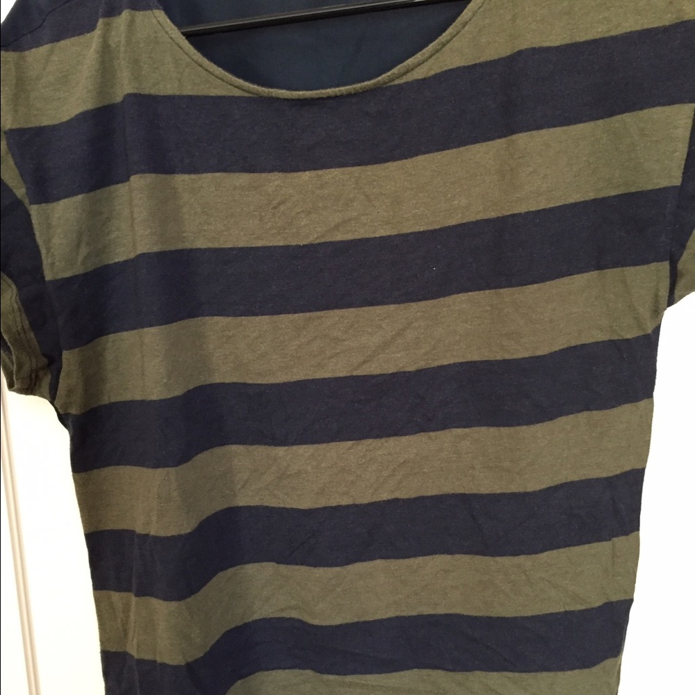 Green and blue striped shirt
