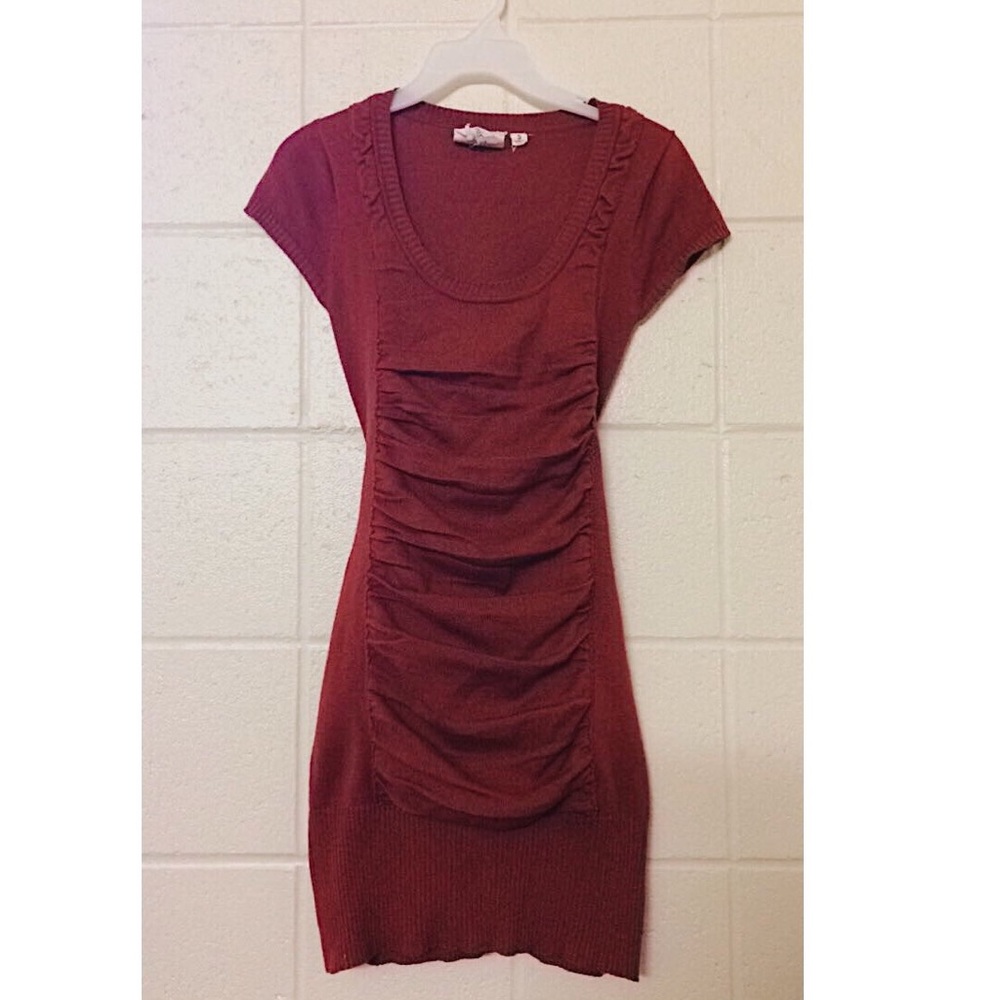 Rainbow brand red bandage dress with brown belt