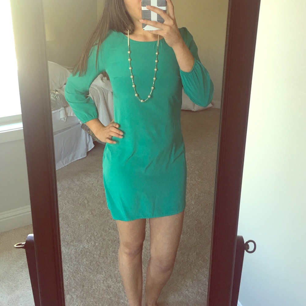 Teal long sleeve dress
