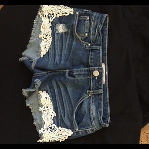 Crochet jean shorts