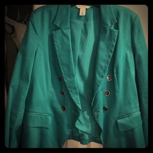 Teal suit jacket