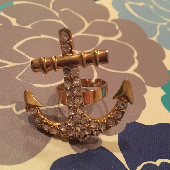 Anchor Rhinestone Ring - Picture 3 of 4