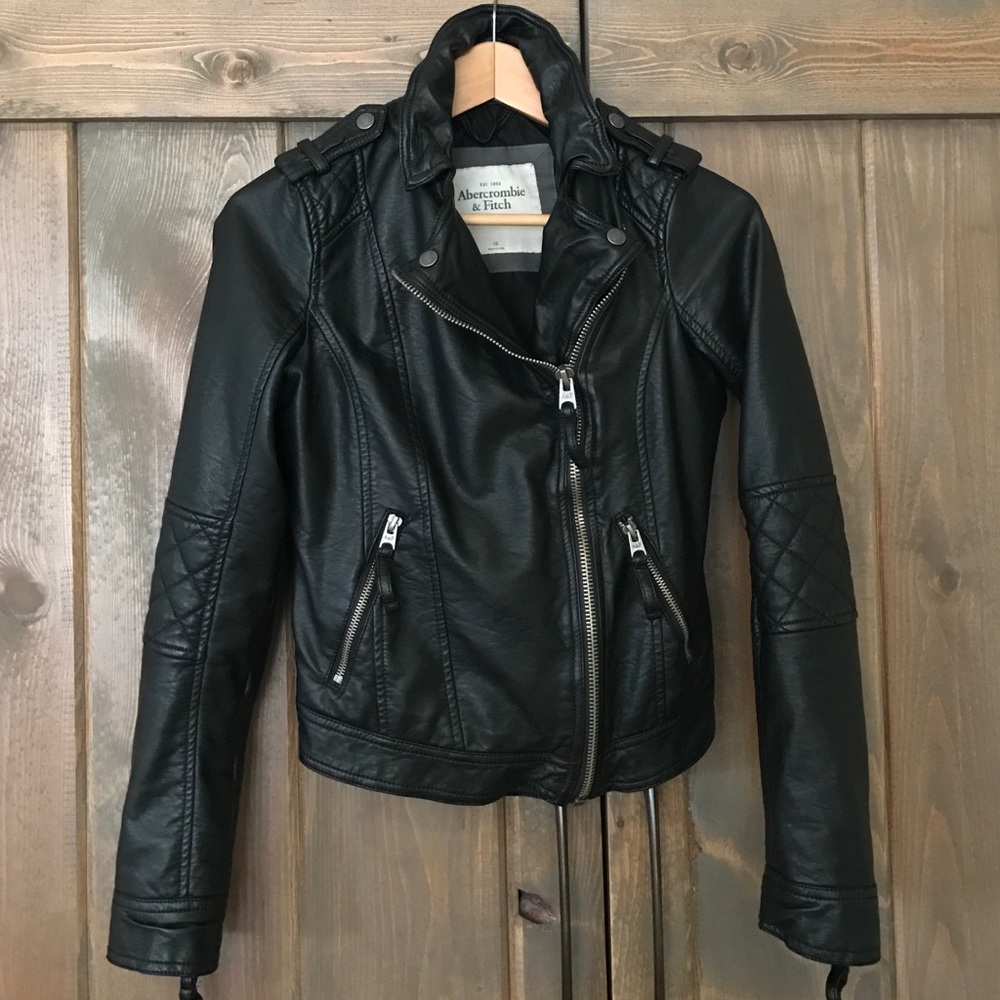 Abercrombie & Fitch Faux Black Leather Moto Jacket