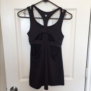 Lulu lemon black tank with built in bra size 6