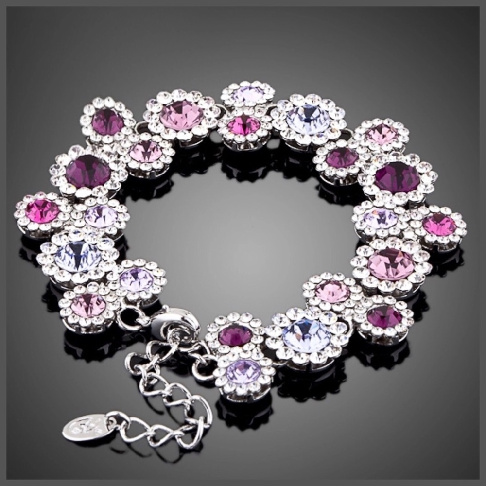 💜 Swarovski Crystal Pink Purple Bracelet - Picture 2 of 3