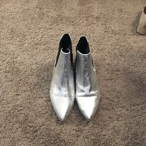 Topshop Silver Snakeskin booties