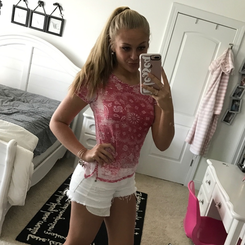Bandana Patterned Red Top