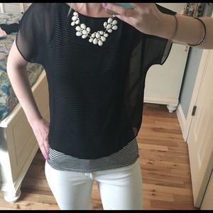 Express Black and White Striped Dress T-Shirt