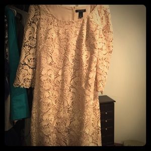 WHBM Golden lace overlay dress