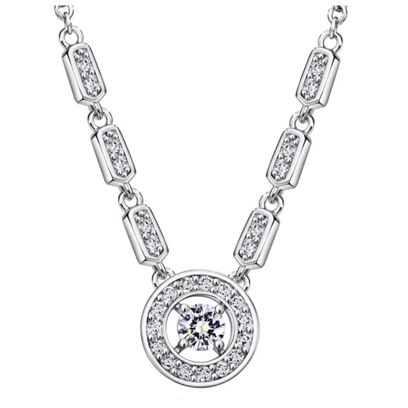 Handmade Jewelry - Swarovski Crystal Circle Silver Necklace