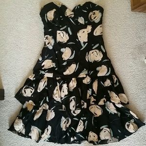 Vintage Nicole Miller Floral Strapless Dress