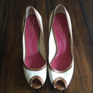 Kate Spade Peep-toe Canvas Heels | 7.5