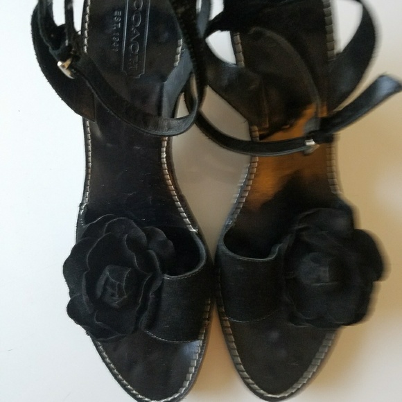Coach Shoes - Coach Ashlyn black suede wedge sandal sz11