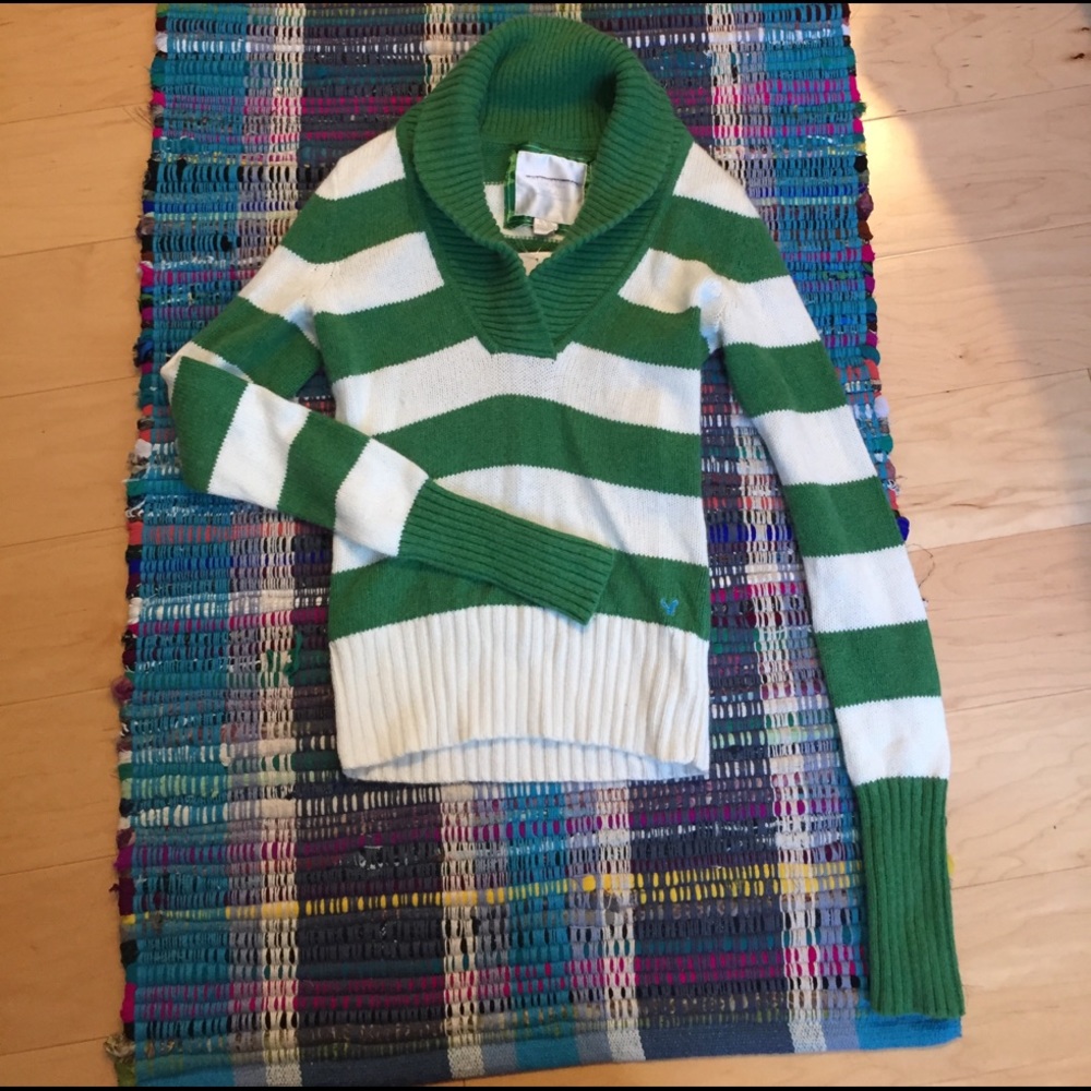 NWT green striped sweater