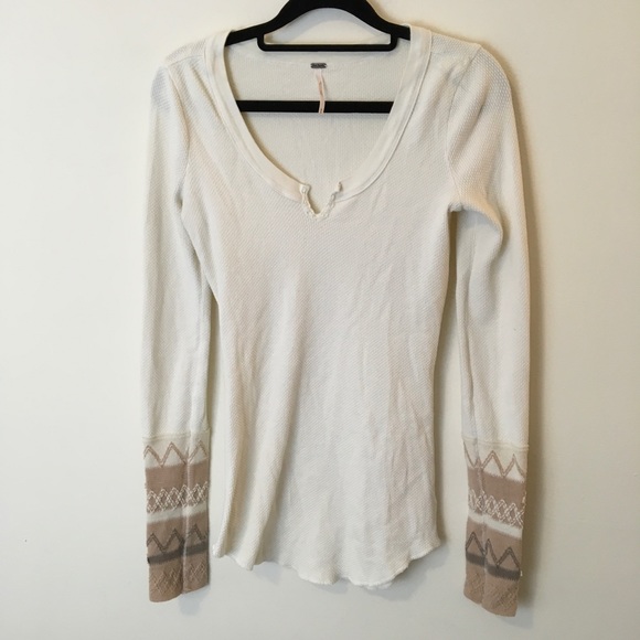 Free People Tops - Free People Rare Knit Sweater Cuff Thermal Shirt
