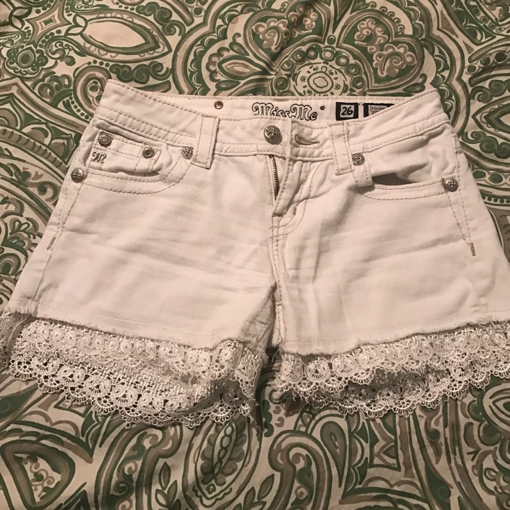 White Miss Me Shorts