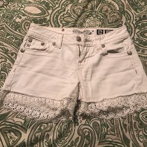White Miss Me Shorts