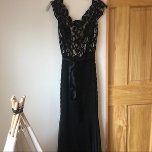 Betsy & Adam, off the shoulder lace dress