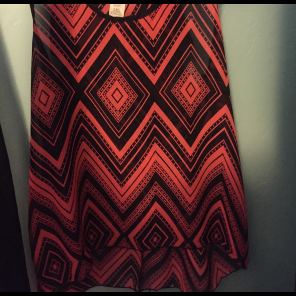 Chevron orange tank with black bow
