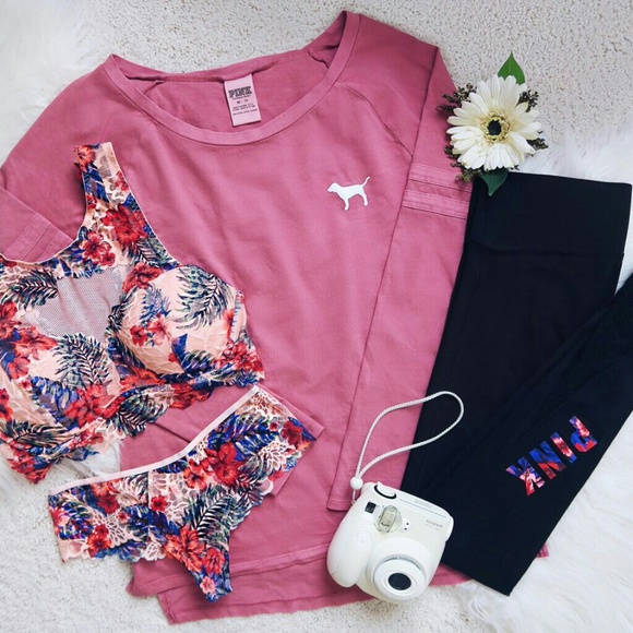 PINK Victoria's Secret Tops - Vs pink begonia open neck long sleeve
