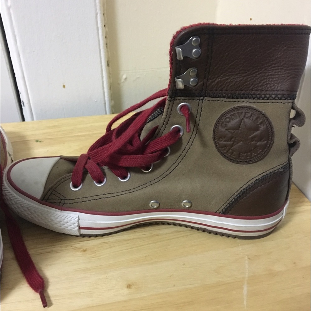 Leather/suede high top converse