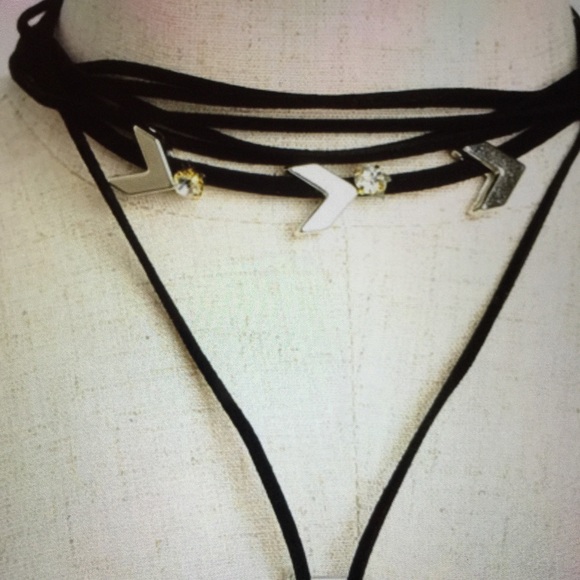 2 Necklaces Leather CZ Choker & Bolo Jewelry - Picture 4 of 5