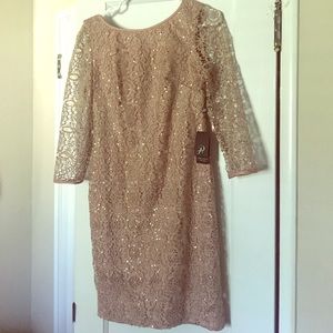 Adrianna Papell rose gold metallic dress- Size 4