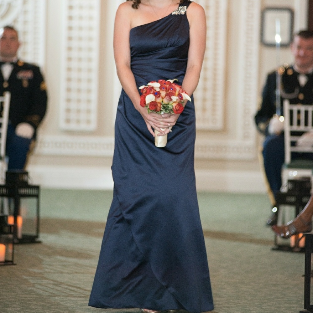 Davids Bridal Marine Blue Bridesmaids Gown