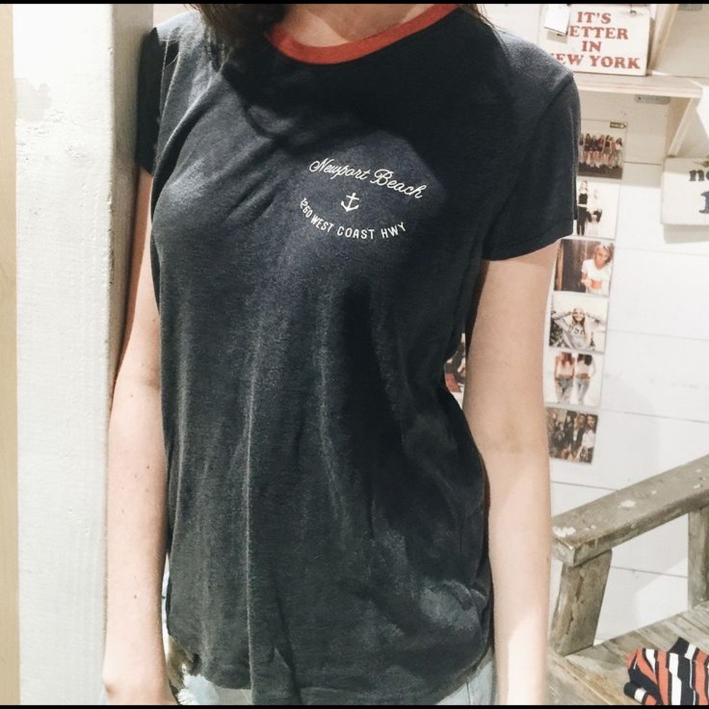 NWOT  Brandy Melville Newport Beach Ringer Tee