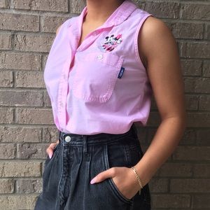 Light pink Mickey and Minnie button up