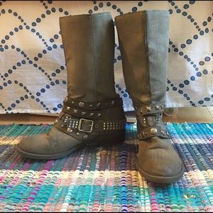 Gray stud bling cowgirl/combat boots