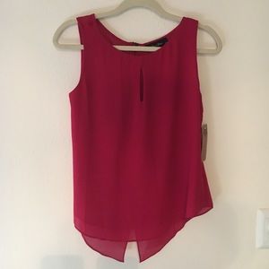 Pink sleeveless keyhole blouse
