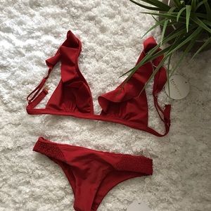 Tori Praver Ruffled Bikini Set