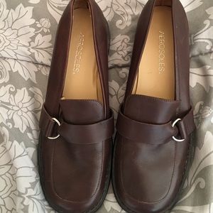 Aerosols dark brown leather loafers
