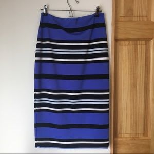 Striped midi pencil skirt