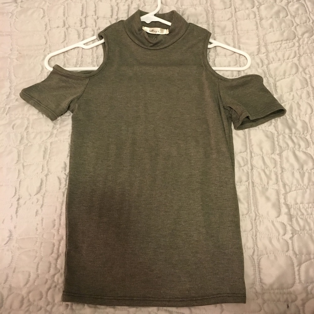 Green shoulder cut-out top