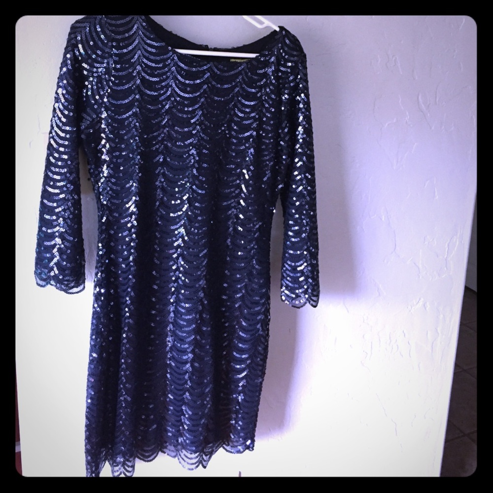 Navy sequined Gianni Bini cocktail dress