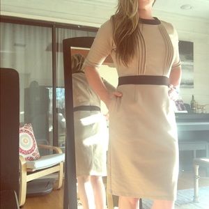 Tan and brown work or play dress