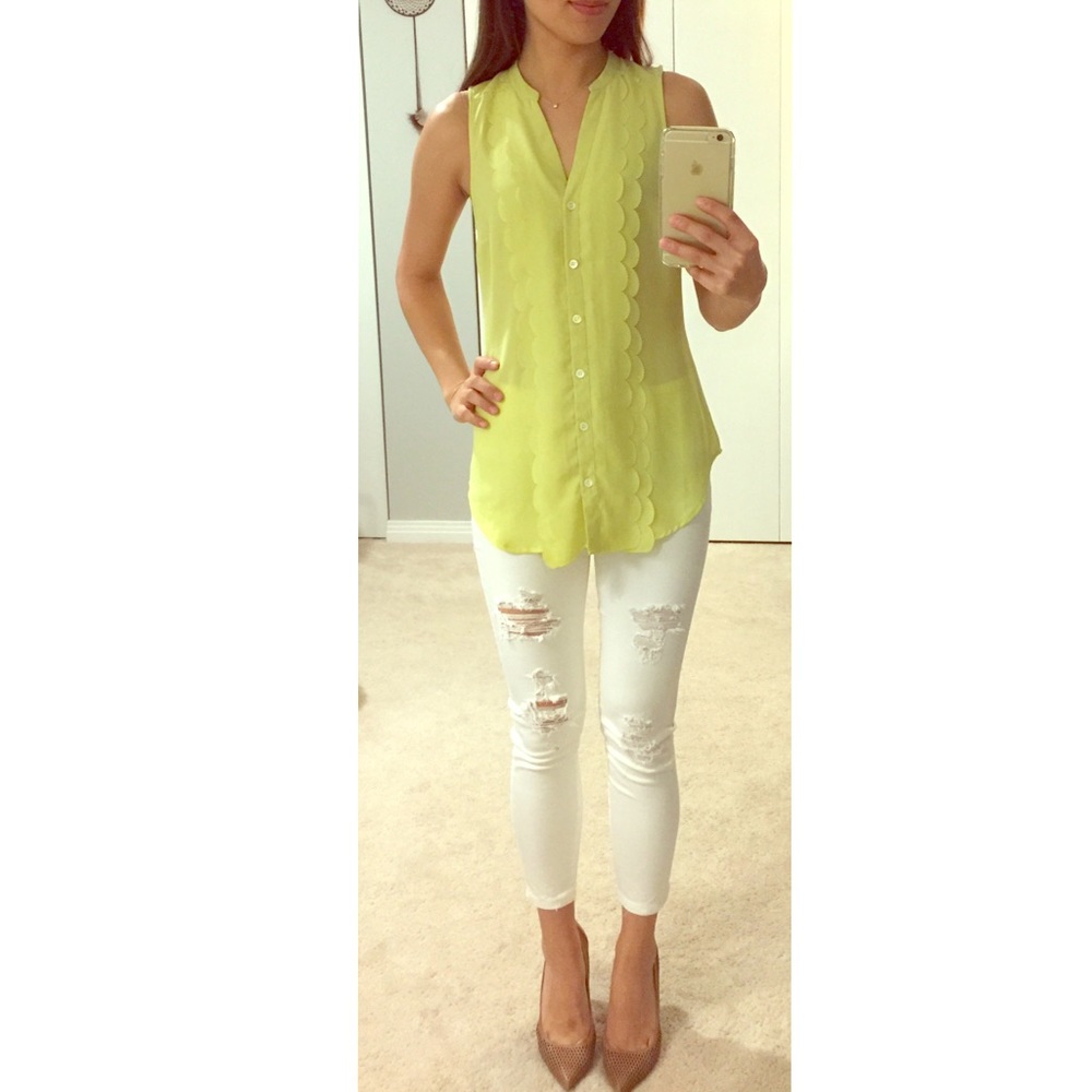 Bright yellow Anthropologie top