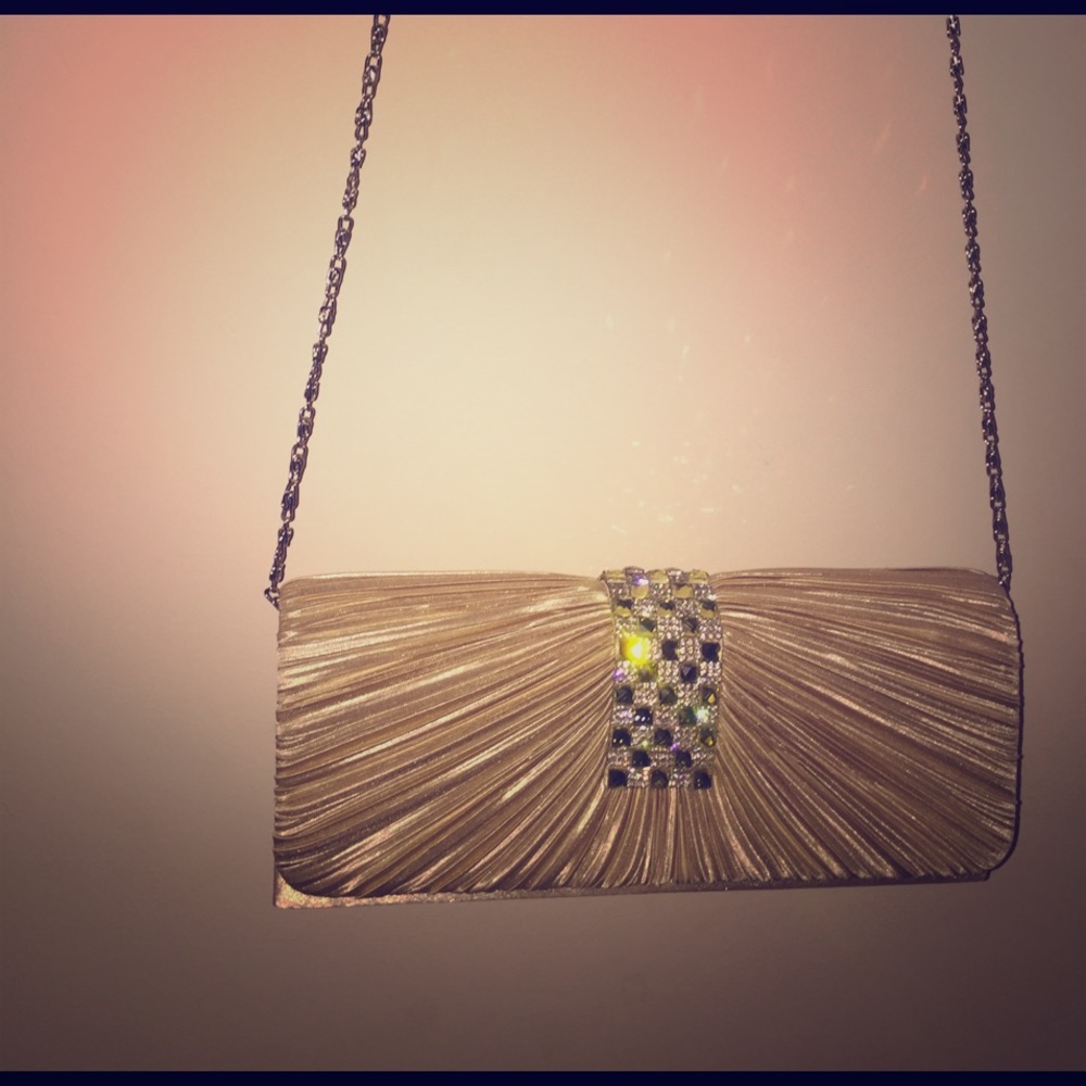 Silver shoulder gold bag