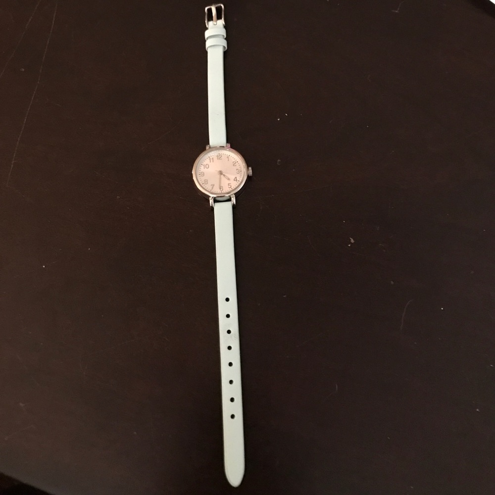 Teal and silver watch