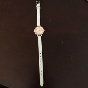 Teal and silver watch