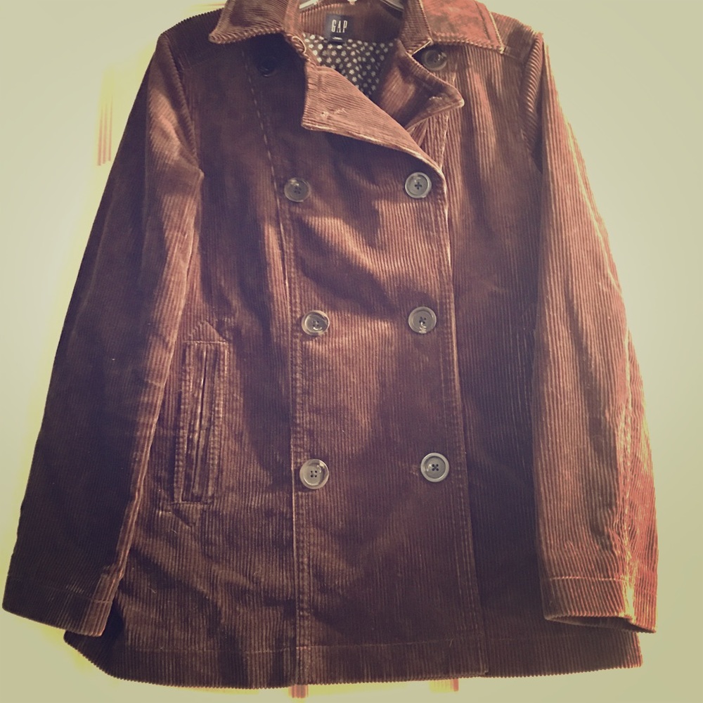 Gap corduroy lined peacoat! Basically brand new!