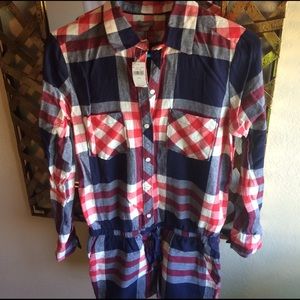 NWT Aerie plaid romper ❤️💙