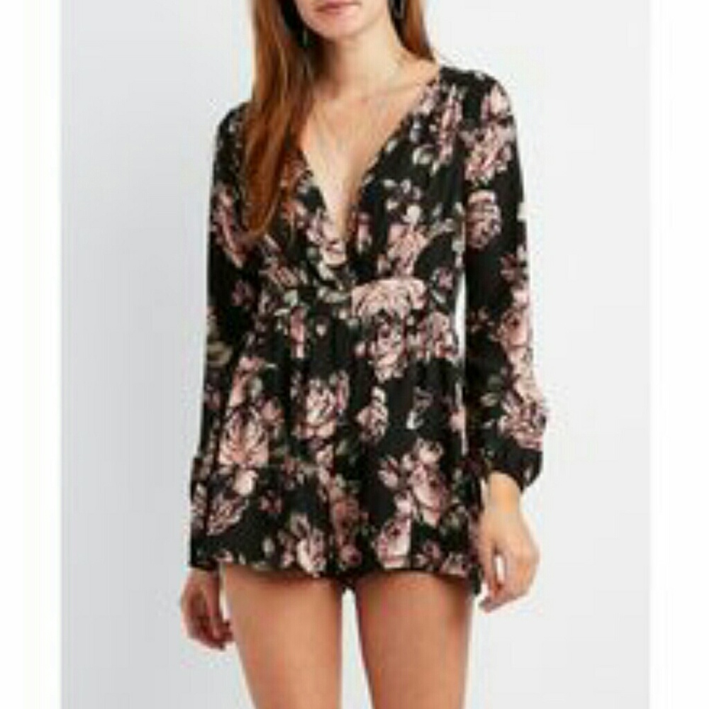 FLORAL BLACK ROMPER