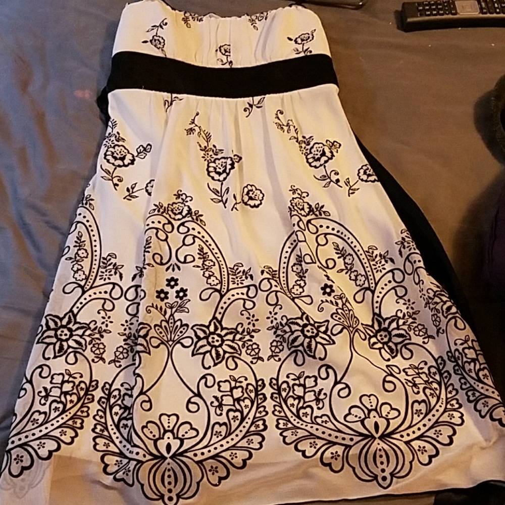White and black floral dress