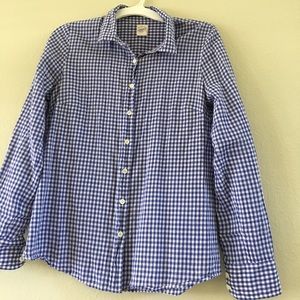 J Crew " The Perfect Shirt" blue & white gingham