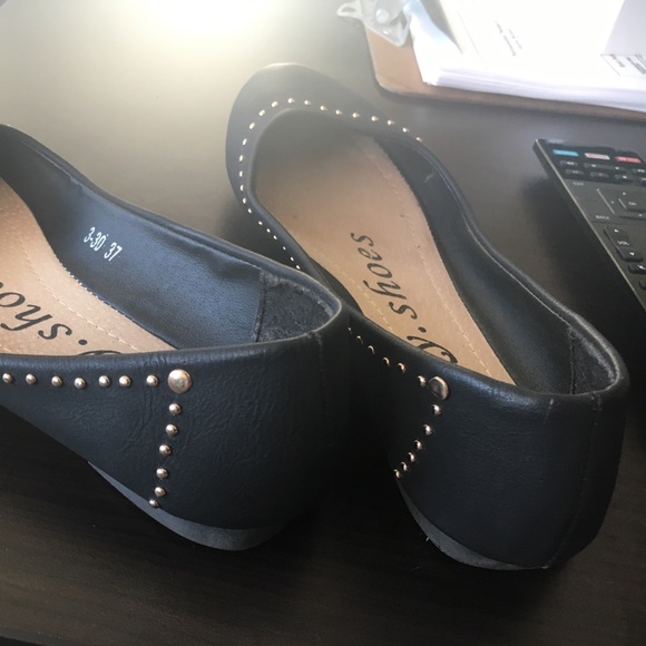 Black Gold Studded Flats - Picture 3 of 4
